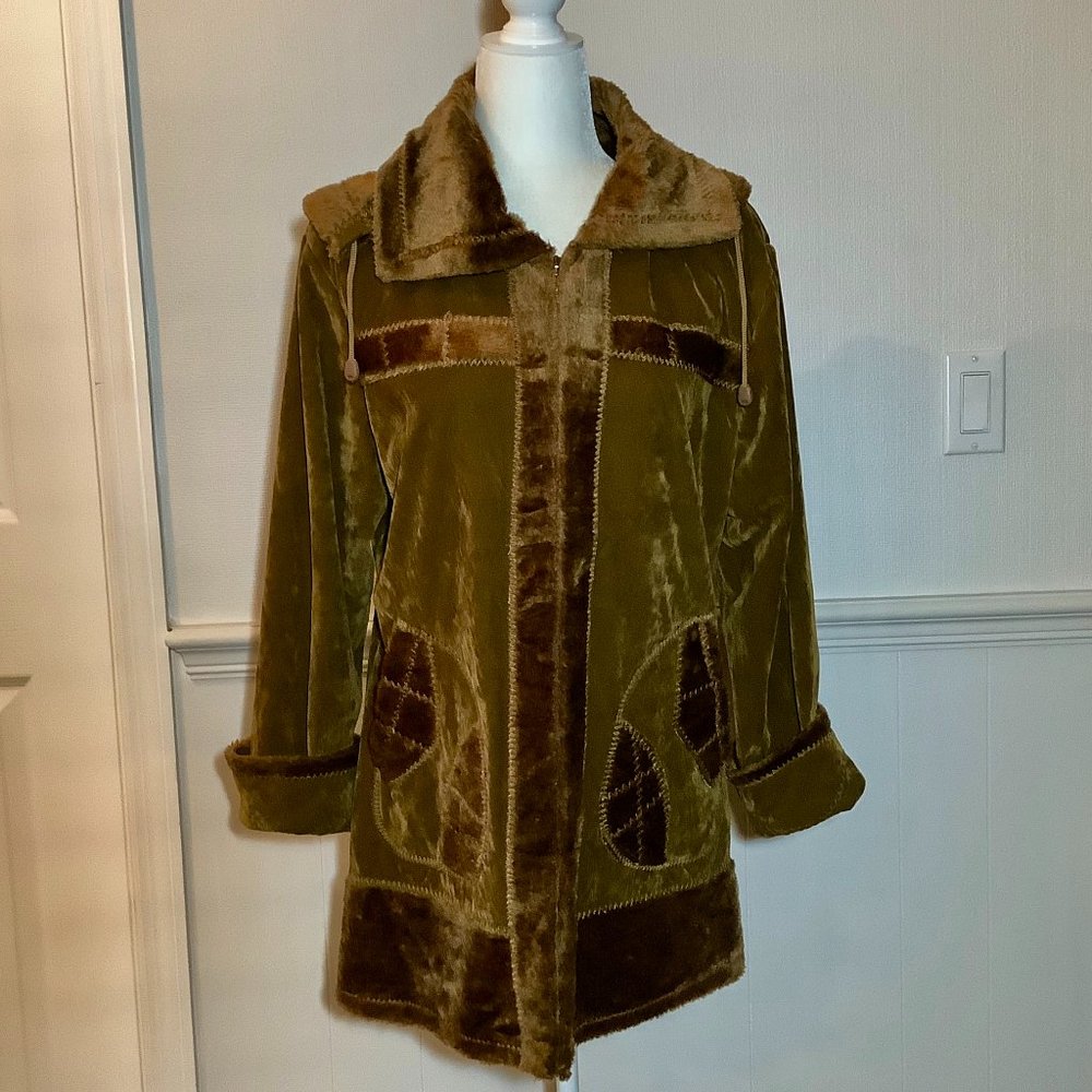 Plush Velour Feel Jacket  JIA Yao Small Brown